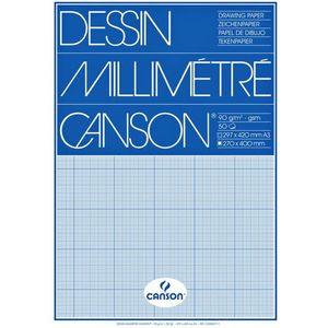 Millimeterblok canson a3 blauw 50 vel | 10 stuks