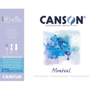 Montval - Aquarelpapier - Wit - Blok van 12 Vellen - 270 g/m² - A3