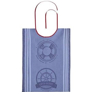 Coucke CCK557-CCK1 slabbetje, bedrukt, jacquard, katoen, nautik, blauw, 43 x 60 cm, 50 x 75 cm