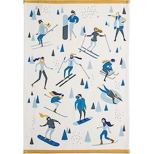 Coucke Theedoek van bedrukt katoen, wintersport, 50 x 75 cm