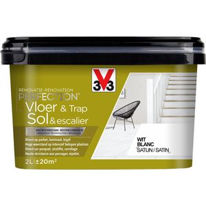 V33 Vloer- En Trapverf Renovatie Perfection Wit Zijdeglans 2l | Grondverf