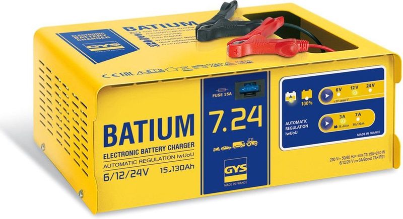 GYS - Batium 7-24 - Volautomatische Acculader - 6, 12 en 24 Volt - Geschikt voor 15-130Ah