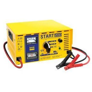 GYS 25530 Conventionele acculader en starter voor voertuigen met vloeibare elektrolyt, 12 V (35 80 Ah) of voor dieptebatterijen, geel