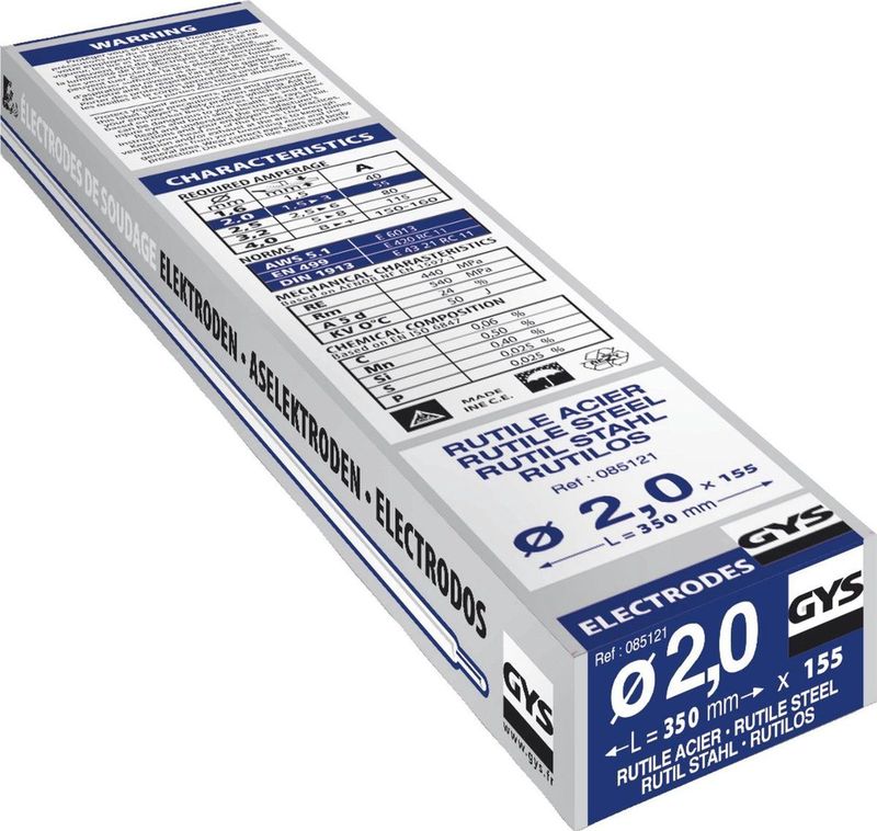 Gys - Rutiel Electrode - Staal - 2mm - 350mm - 155 Stuks