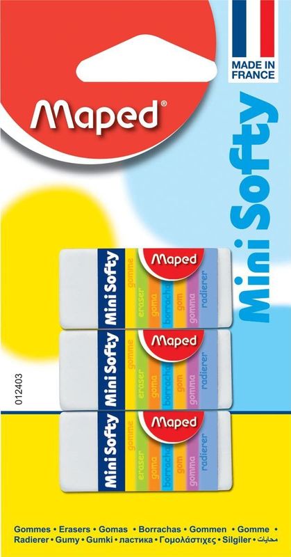 Radierer Mini Softy Plastik 18x12,5x39mm VE=3 St&#252;ck Blister