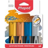 Maped Fluo'Peps Glitter Metal tekstmarkers - 4 stuks