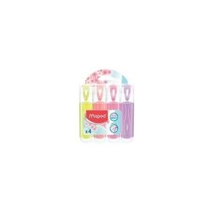 Maped - Markeerstift, lichtmarker FLUO PEPS PASTELL - x4 markers - in trendy pasteltinten, 1 stuk (4-pack)