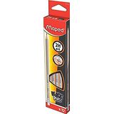 Maped - Grafietpotloden 2H #4 Black'Peps - Houten potloden met gum - Ergonomische driehoekige vorm - Doos met 12 potloden 2H nr. 4 - Grijs
