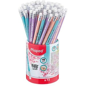 Potlood Maped Black'peps pastel HB met gum display-koker à 72 stuks assorti - 72 stuks