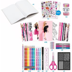 Maped - Kinderknutselen - Barbie Scrapbooking - Creativ Collection - Complete set met 55 accessoires - Met sjablonen om uit te snijden en te versieren - inclusief notitieboek om te personaliseren