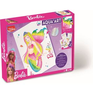 Maped Creativ - Barbie Aqua Art – aquarelpotloden om te kleuren – A4-motieven metallic – bevat 18 kleuren en kwast – vanaf 6 jaar