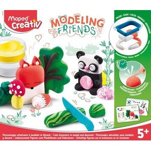 Maped CREATIV - modelleerset met luchthardende boetseermassa MODELING FRIENDS - schattig: vos & panda, meerkleurig