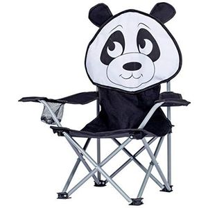 Cao klapstoel voor kinderen, Panda H63 zitvlak H22 x 33 x 33 cm, stalen buis, polyester 600D, unisex, zwart en wit, 33 x 33 x 66 cm