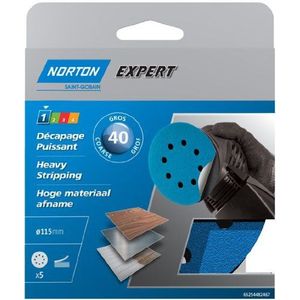 Norton Expert slijpschijven voor Pex, 8 gaten, diameter 115 mm, korrel 40, 5 stuks
