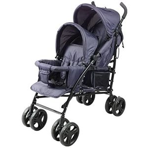 Bambisol Kinderwagen met dubbele hengel, compact opvouwbaar, regenbekleding inbegrepen, marineblauw