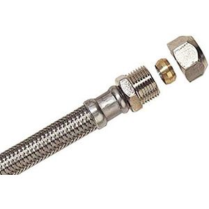 Boutté FB1221 slang, voor sanitair, vrouwelijk, 15 x 21, dubbele kegel, lengte 300 mm, DN8, zilverkleurig