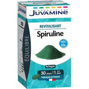 JUVAMINE - Revitaliserend – Spirulina – bevat vitamine C en ijzer – draagt bij aan het behoud van energie en versterking van de vitaliteit – 30 tabletten – gemaakt in Frankrijk