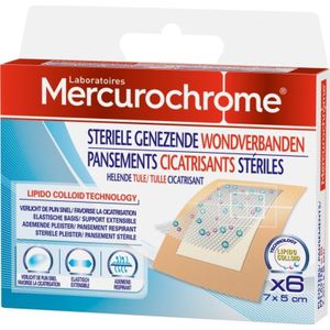 Mercurochrome - Steriele Genezende Wondverbanden - Medisch Hulpmiddel - Verpakking met 6 Stuks