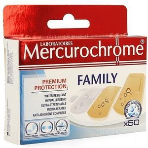 Mercurochrome - Familieverenigingen, eerste hulp, 3 verschillende maten, 50 verenigingen, ideaal voor het hele gezin, vleeskleuren en transparant
