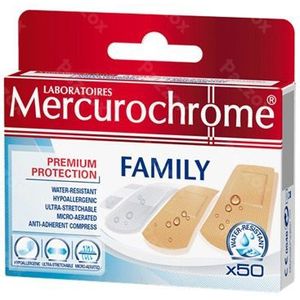 Mercurochrome - Family - Wondpleisters - 50 Stuks - Waterafstotend - Hypoallergeen