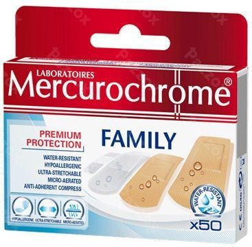 Mercurochrome - Family - Wondpleisters - 50 Stuks - Waterafstotend - Hypoallergeen