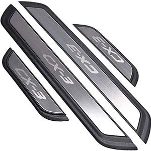 4 stuks Rvs Auto Instaplijsten Protector Voor Mazda CX-3 2016 2017 2018 2019 2020, Welkom Pedaal Kick Platen Scuff Guard Antislip Auto Styling Accessoires