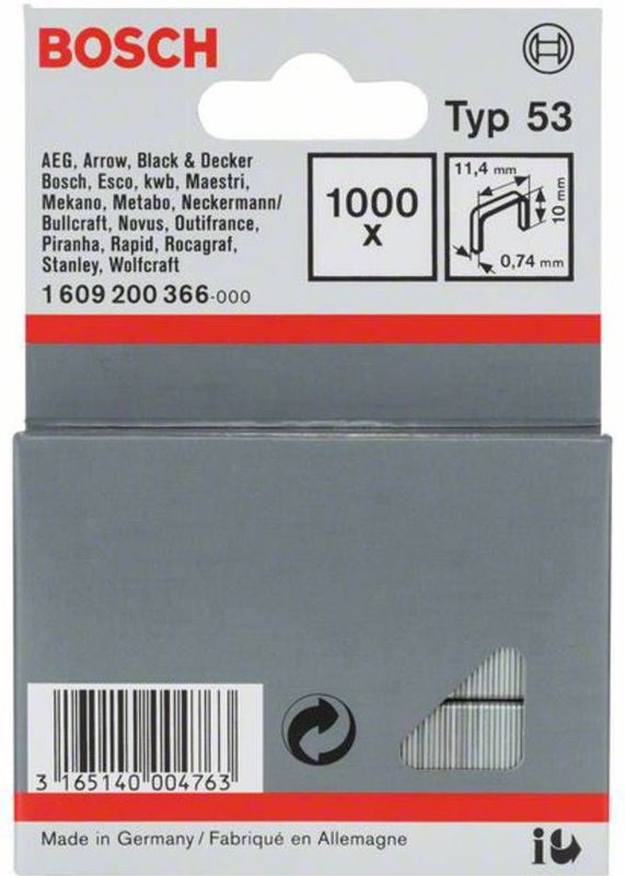 Bosch - Niet met fijne draad type 53 - 11,4 x 0,74 x 10 mm