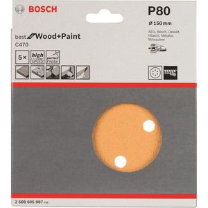 Bosch - 5-delige schuurbladenset 150 mm, 80