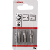 3x Schrauberbit Extra-Hart, ph 3, 25 mm - 2607001515 - Bosch