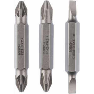 Bosch Accessoires 3-delige dubbelbitset S 0,6x4,0, PH2, PZ2; S 0,6x4,0, PH2, PZ2; 45 mm 3st - 2607001744