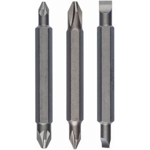 BOSCH 3-delige set dubbelzijdige messen PH1, PZ1, S 0,6x4,5; PH2, PZ2, S 1,0x5,5; 60 mm 2607001745