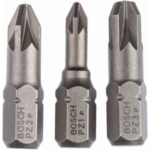Bosch - Schrauberbit-Set Extra-Hart (pz), 3tlg. PZ1, PZ2, PZ3, 25 mm -2607001753
