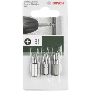 Bosch Accessoires 3-delige schroefbitset Standard | PH1, PH2 en PH3 | 25 mm - 2609255964