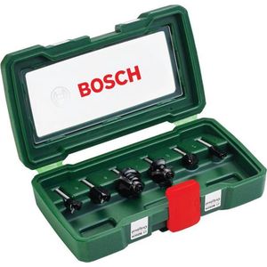 Bosch 6-delige Hardmetalen Frezenset (voor Hou - Schacht-Ø 6 M - Accessoire Bovenfrees)