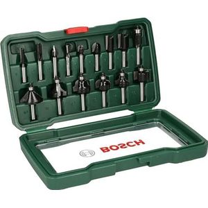 Bosch 15-delige hardmetalen frezenset (voor hout, schacht-Ø 8 mm, accessoire bovenfrees)