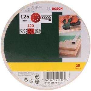 Bosch 25-delige Schuurbladenset Voor Excenterschuurmachines 125 Mm - Korrel 120