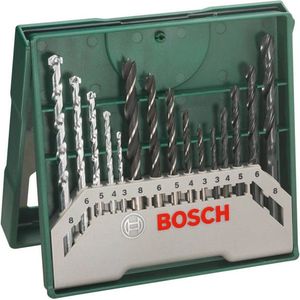 Bosch X-Line - Boorset 15-delig - Voor Hout, Metaal en Steen - Met Opbergdoos