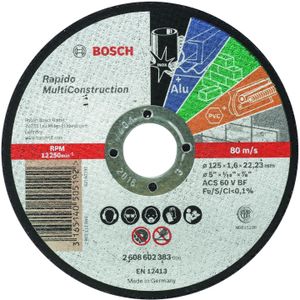 Bosch - Doorslijpschijf recht Rapido Multi Construction ACS 46 V BF, 125 mm, 22,23 mm, 1,6 mm