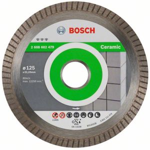 Bosch - Diamantdoorslijpschijf Best for Ceramic Extraclean Turbo 125 x 22,23 x 1,4 x 7 mm