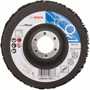 Bosch 1x PRO Multi Material reinigingsschijf N377 voor kleine haakse slijpers (voor Stalen platen, Staal, Ø 125 mm, Korrel, Professional Accessoires Kleine haakse slijper)