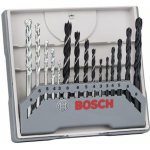 Bosch borenset - 15 delig bestaande uit 5 metaalboren, 5 steenboren en 5 houtboren