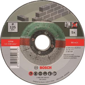 Bosch Slijpschijven set - Voor Steen - 125 X 2,5 Mm - Gebogen - 5 Stuks