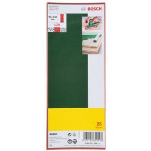 Bosch 2607017097 schuurbladen, 25 stuks, voor schuurmachines, 93 x 230, korrel 40, geperforeerd Korrelgrootte: 120 93 x 230 mm zilver