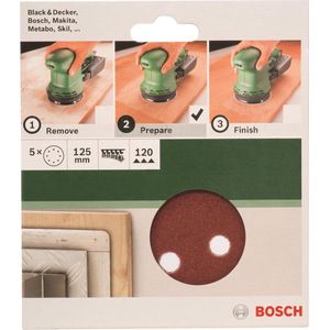 Bosch - 2609256A25 - Excenterschuurpapier - Geperforeerd - Korrelgrootte 180 - Ø 125 mm - 5 Stuks