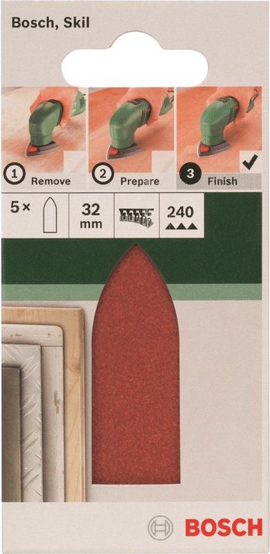 Bosch - Deltaschuurpapier - Ongeperforeerd - Korrelgrootte 240 - 5 Stuks