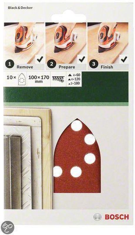 Bosch - 2609256A73 - Multi-Schuurpapier - Geperforeerd - Korrelgrootte 40 - 5 Stuks - Voor Multischuurmachine