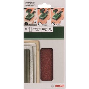 Bosch Home and Garden DIY schuurblad (voor vlakschuurmachine verschillende materialen, 10 stuks, 93 x 185 mm) Korrelgrootte 60