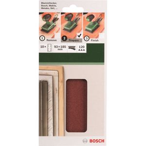 Bosch - Schuurbladenset - 10-delig - 93X185mm - 120 Korrel - 8 Gaten