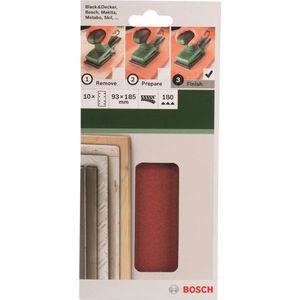 Bosch 10-delige Schuurbladset Voor Vlakschuurmachines 93 X 185 Mm - Korrel 180