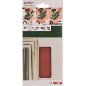 Bosch - Schuurbladenset - 93X185 - 10-delig - 8 Gaten - Korrel 240